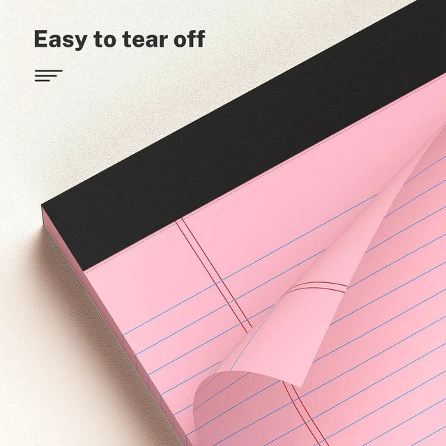 Alt view image 5 of 7 - 8.5 x 11 Inch Pink Legal Pads, 6-Pack College Ruled Paper Note Pads Narrow Ruled Notepad Perforated Writing Pad 8.5x11 Pads of Paper 300 Sheets