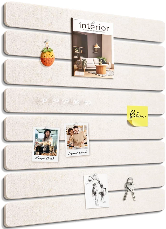 Main image of Small Cork Bulletin Board Tiles, Felt Wall Decor and Office Desk Accessories for Vision, Message Center, Picture and Prayer Board, Dorm, Room, Home Office Essentials and Organization(Oatmeal)