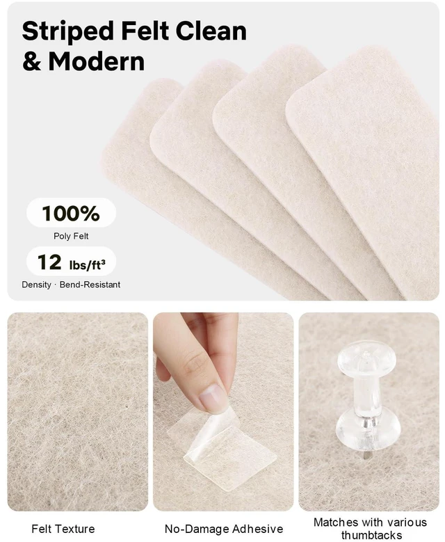 Alt view image 3 of 7 - Small Cork Bulletin Board Tiles, Felt Wall Decor and Office Desk Accessories for Vision, Message Center, Picture and Prayer Board, Dorm, Room, Home Office Essentials and Organization(Oatmeal)