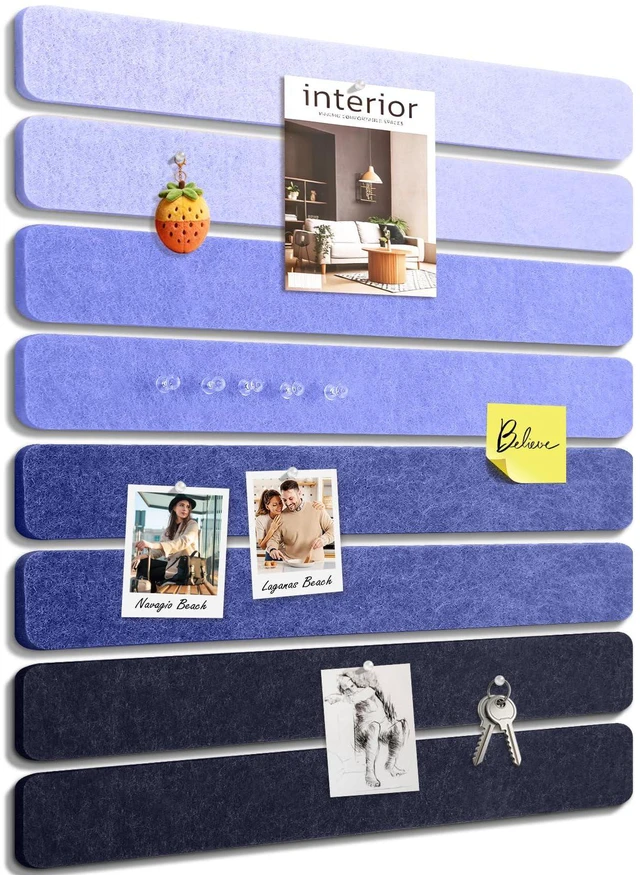 Main image of Small Cork Bulletin Board Tiles, Felt Wall Decor and Office Desk Accessories for Vision, Message Center, Picture and Prayer Board, Dorm, Room, Home Office Essentials and Organization(Denim Mist)