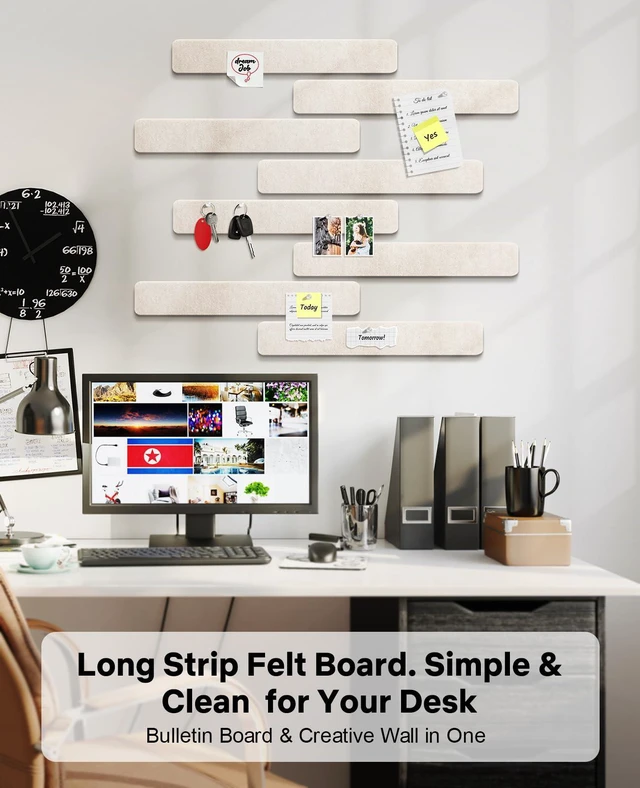Alt view image 6 of 7 - Small Cork Bulletin Board Tiles, Felt Wall Decor and Office Desk Accessories for Vision, Message Center, Picture and Prayer Board, Dorm, Room, Home Office Essentials and Organization(Oatmeal)