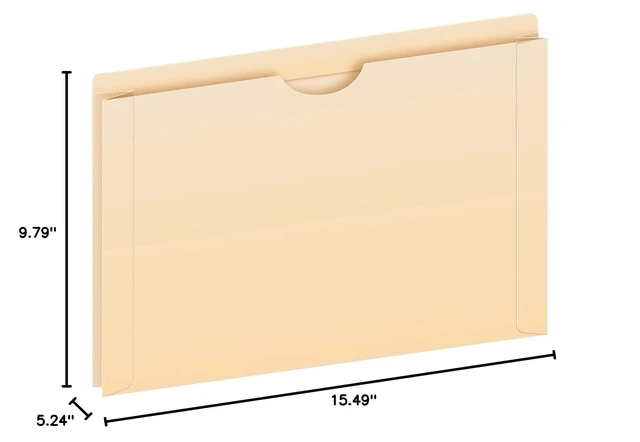 Alt view image 6 of 6 - File Jackets, Legal Size, Manila, 2" Expansion, Reinforced Straight-Cut Tabs with Thumb Cut, 50 Per Box (23200EE), Beige