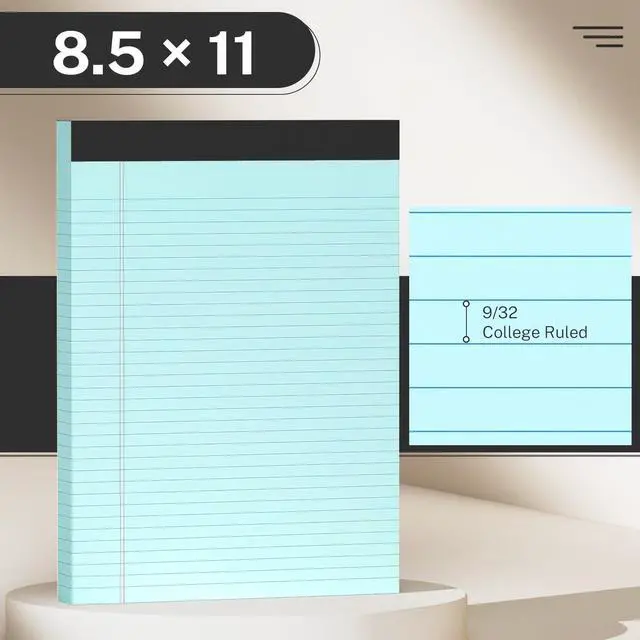 Alt view image 2 of 7 - 300 Sheets Blue Legal Pads 8.5 x 11 College Ruled Paper 6-Pack Note Pads Narrow Ruled 50 Sheets per Notepad Perforated Writing Pad Durable Sturdy Back 8x11 Pads of Paper