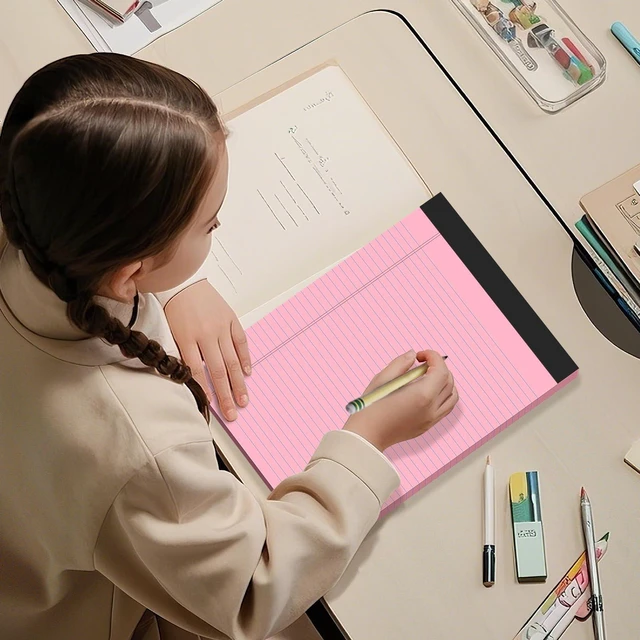 Alt view image 7 of 7 - 8.5 x 11 Inch Pink Legal Pads, 6-Pack College Ruled Paper Note Pads Narrow Ruled Notepad Perforated Writing Pad 8.5x11 Pads of Paper 300 Sheets