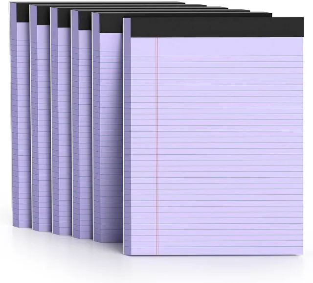 Main image of 300 Sheets Purple Legal Pads 8.5 x 11 College Ruled Paper 6-Pack Note Pad Narrow Ruled 50 Sheets per Notepad Perforated Writing Pad Durable Sturdy Back 8x11 Pads of Paper