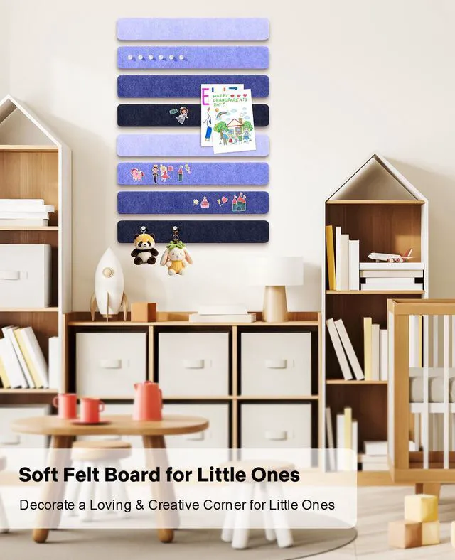 Alt view image 4 of 7 - Small Cork Bulletin Board Tiles, Felt Wall Decor and Office Desk Accessories for Vision, Message Center, Picture and Prayer Board, Dorm, Room, Home Office Essentials and Organization(Denim Mist)