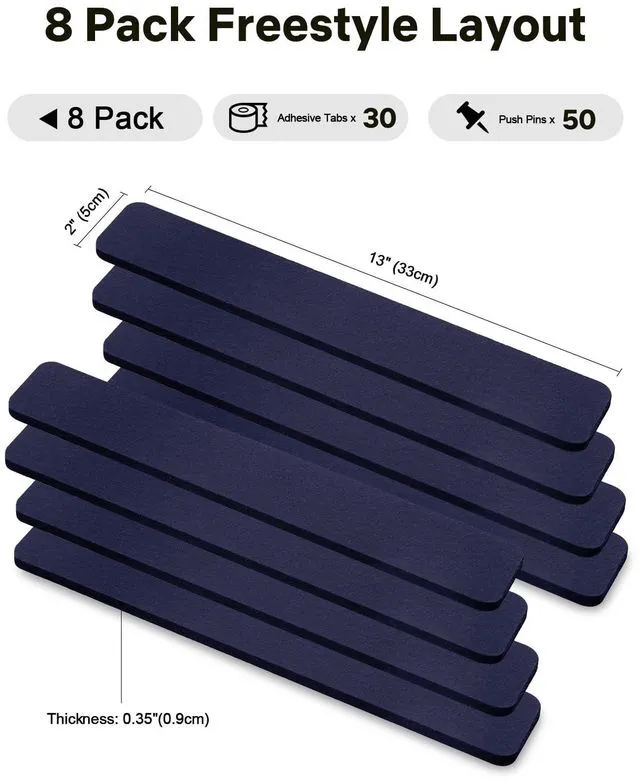 Alt view image 2 of 7 - Small Cork Bulletin Board Tiles, Felt Wall Decor and Office Desk Accessories for Vision, Message Center, Picture and Prayer Board, Dorm, Room, Home Office Essentials and Organization(Denim Blue)