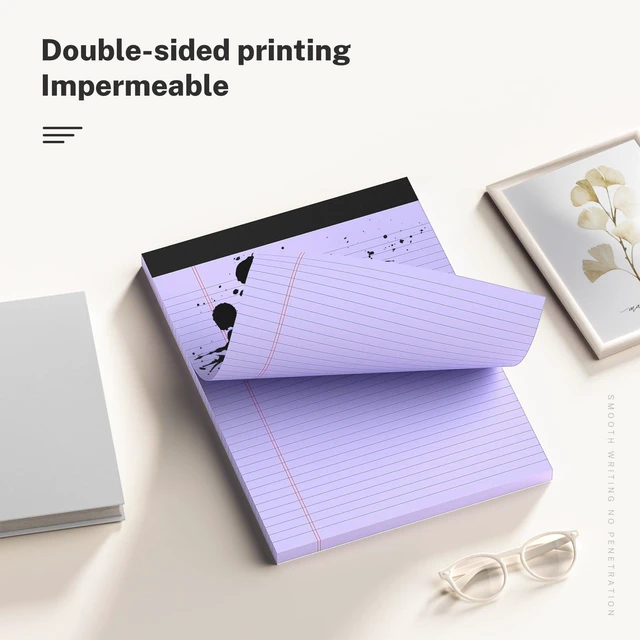 Alt view image 4 of 7 - 300 Sheets Purple Legal Pads 8.5 x 11 College Ruled Paper 6-Pack Note Pad Narrow Ruled 50 Sheets per Notepad Perforated Writing Pad Durable Sturdy Back 8x11 Pads of Paper