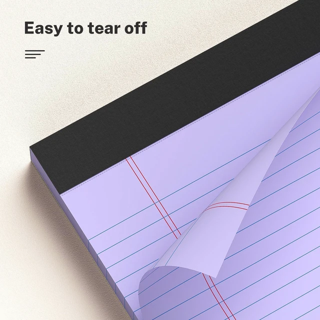 Alt view image 5 of 7 - 300 Sheets Purple Legal Pads 8.5 x 11 College Ruled Paper 6-Pack Note Pad Narrow Ruled 50 Sheets per Notepad Perforated Writing Pad Durable Sturdy Back 8x11 Pads of Paper