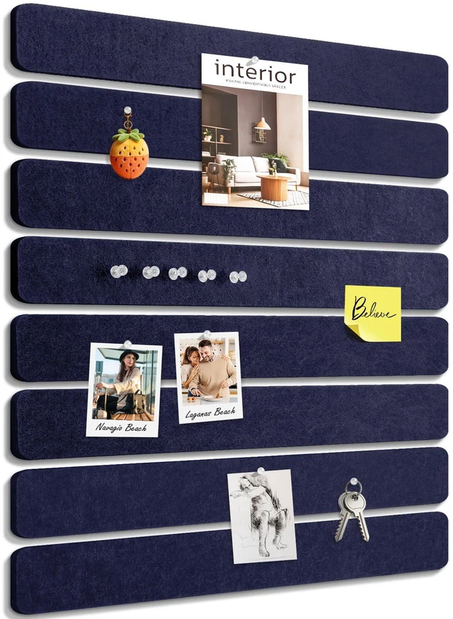 Main image of Small Cork Bulletin Board Tiles, Felt Wall Decor and Office Desk Accessories for Vision, Message Center, Picture and Prayer Board, Dorm, Room, Home Office Essentials and Organization(Denim Blue)