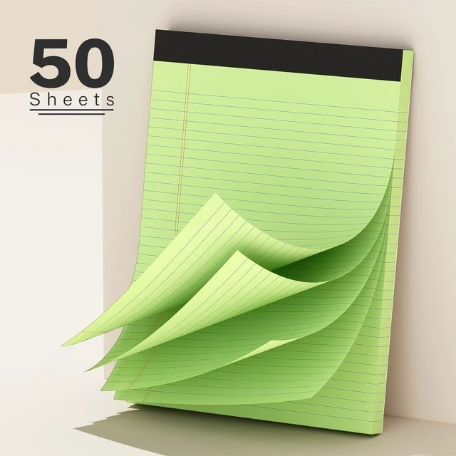 Alt view image 3 of 7 - 300 Sheets Green Legal Pads 8.5 x 11 College Ruled Paper 6-Pack Note Pads Narrow Ruled 50 Sheets per Notepad Perforated Writing Pad Durable Sturdy Back 8x11 Pads of Paper