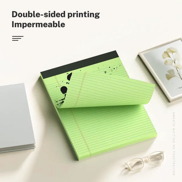 Alt view image 4 of 7 - 300 Sheets Green Legal Pads 8.5 x 11 College Ruled Paper 6-Pack Note Pads Narrow Ruled 50 Sheets per Notepad Perforated Writing Pad Durable Sturdy Back 8x11 Pads of Paper