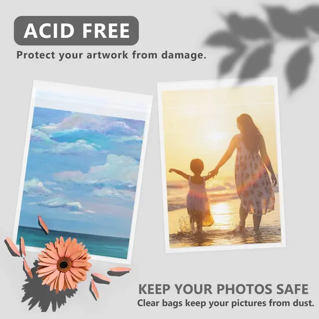 Alt view image 3 of 7 - 50 Pack Acid-Free Crystal Clear Sleeves Storage Bags for 8.5x11 Art Prints Pictures,Photos,Framing Mat Mattes (Bag Size: 9"x11 3/7")