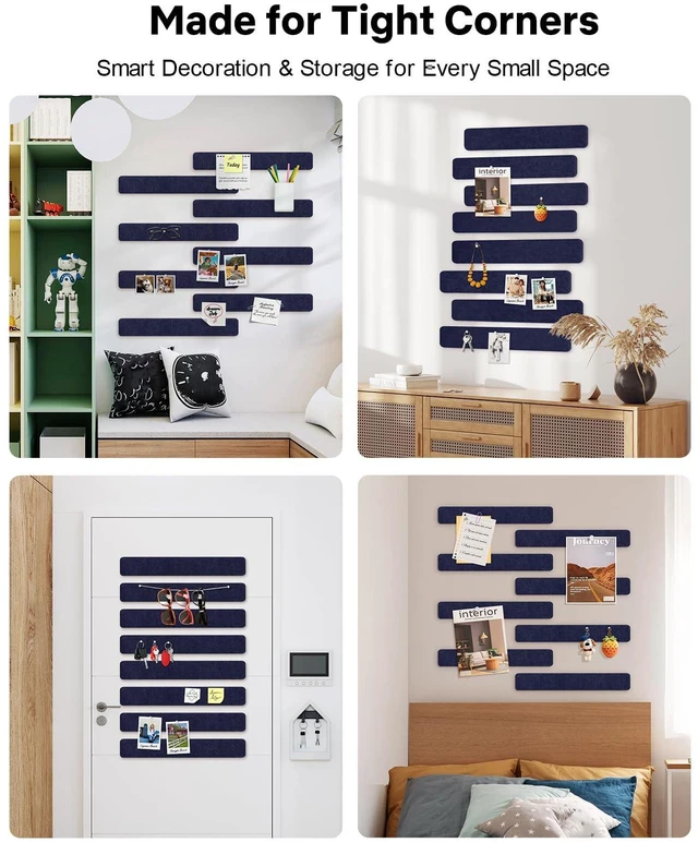 Alt view image 7 of 7 - Small Cork Bulletin Board Tiles, Felt Wall Decor and Office Desk Accessories for Vision, Message Center, Picture and Prayer Board, Dorm, Room, Home Office Essentials and Organization(Denim Blue)
