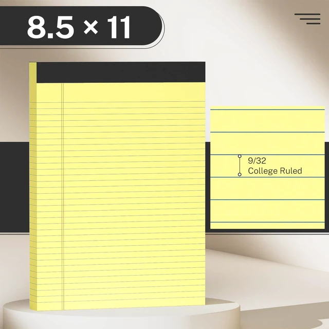 Alt view image 2 of 7 - 300 Sheets Yellow Legal Pads 8.5 x 11 College Ruled Paper 6-Pack Note Pads Narrow Ruled 50 Sheets per Notepad Perforated Writing Pad Durable Sturdy Back 8x11 Pads of Paper