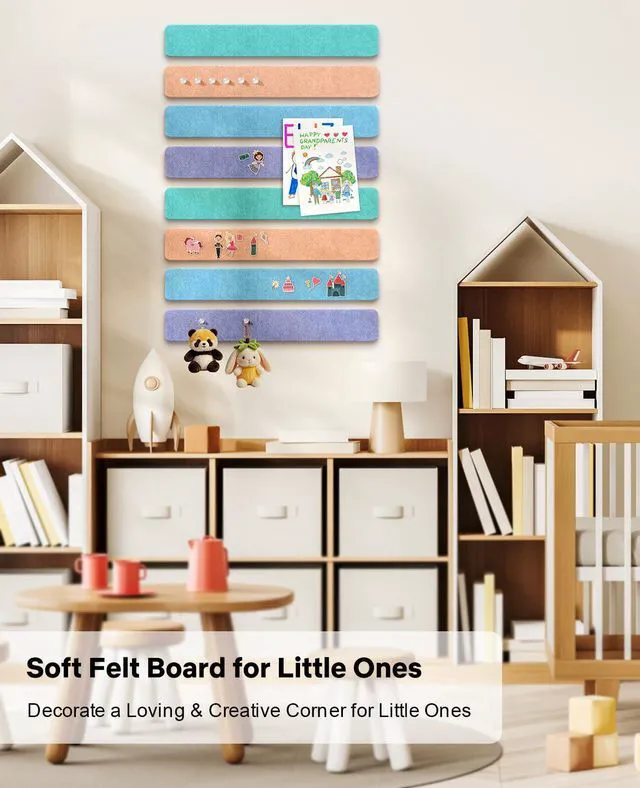 Alt view image 4 of 7 - Small Cork Bulletin Board Tiles, Felt Wall Decor and Office Desk Accessories for Vision, Message Center, Picture and Prayer Board, Dorm, Room, Home Office Essentials and Organization(Coastal Haze)