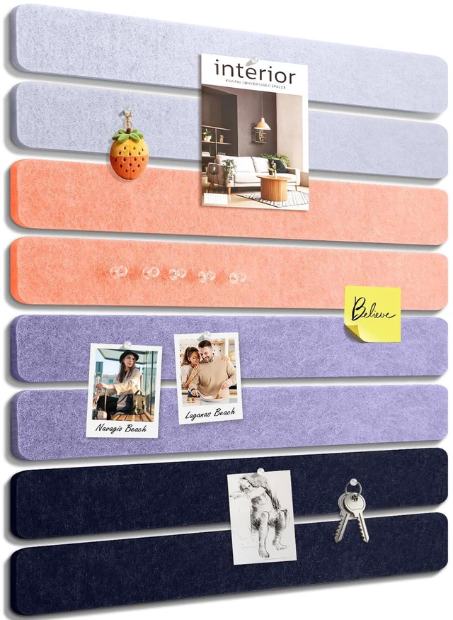 Main image of Small Cork Bulletin Board Tiles, Felt Wall Decor and Office Desk Accessories for Vision, Message Center, Picture and Prayer Board, Dorm, Room, Home Office Essentials and Organization(Heather Grey)