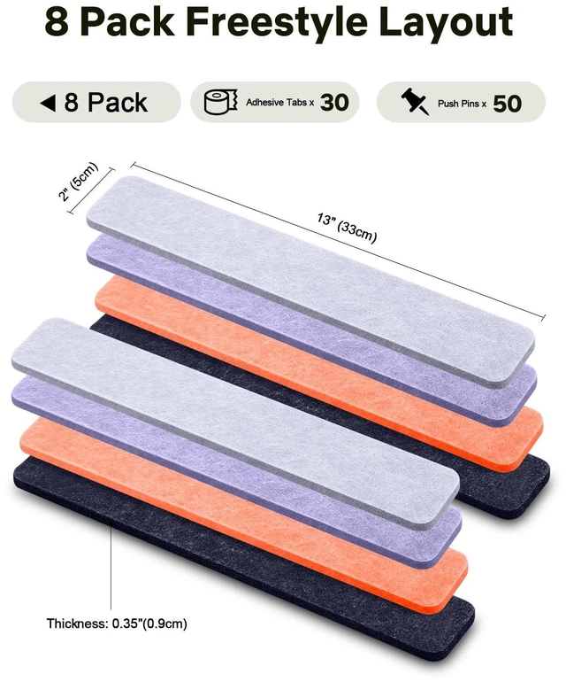 Alt view image 2 of 7 - Small Cork Bulletin Board Tiles, Felt Wall Decor and Office Desk Accessories for Vision, Message Center, Picture and Prayer Board, Dorm, Room, Home Office Essentials and Organization(Heather Grey)