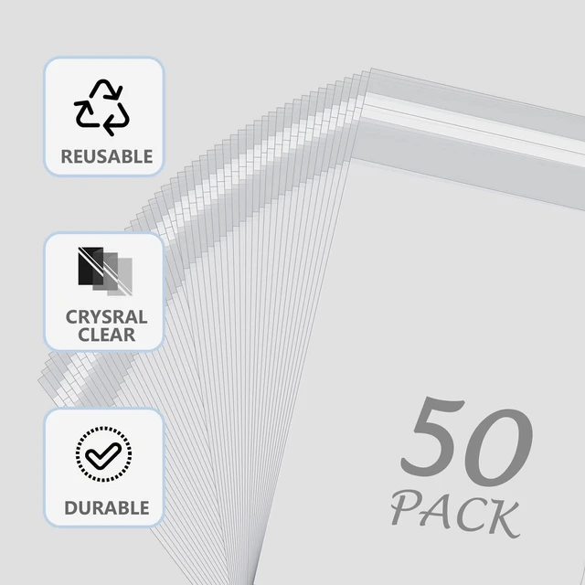 Alt view image 5 of 7 - 50 Pack Acid-Free Crystal Clear Sleeves Storage Bags for 8.5x11 Art Prints Pictures,Photos,Framing Mat Mattes (Bag Size: 9"x11 3/7")