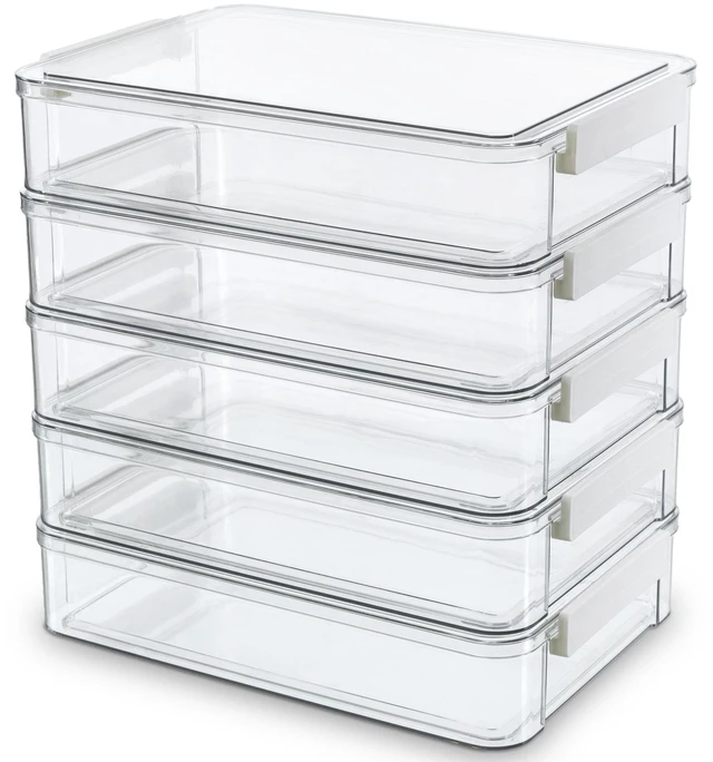 Main image of 5Packs 13''x9''Paper Storage Box with Lids, Clear Organizer Stackable File Box for Organizing A4 Paper, Letters, Documents, Art Supplies, and Crafts,Project Case