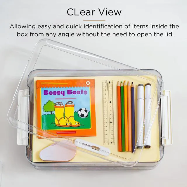 Alt view image 4 of 7 - 5Packs 13''x9''Paper Storage Box with Lids, Clear Organizer Stackable File Box for Organizing A4 Paper, Letters, Documents, Art Supplies, and Crafts,Project Case
