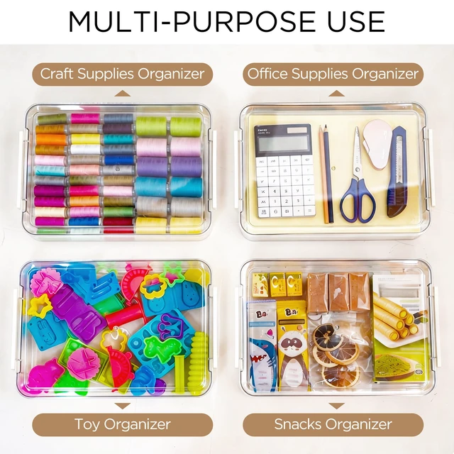 Alt view image 7 of 7 - 5Packs 13''x9''Paper Storage Box with Lids, Clear Organizer Stackable File Box for Organizing A4 Paper, Letters, Documents, Art Supplies, and Crafts,Project Case