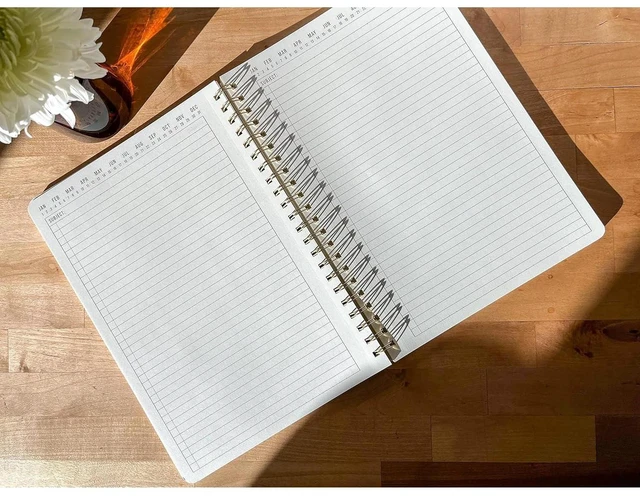 Alt view image 2 of 5 - Textured Twin Wire Notebook, Lilac, 8.25 x 11.625 in Daily Planner & Soft Cover Writing Journal, 160 Lined Perforated Pages, Large Spiral Notebook for Work & Journaling