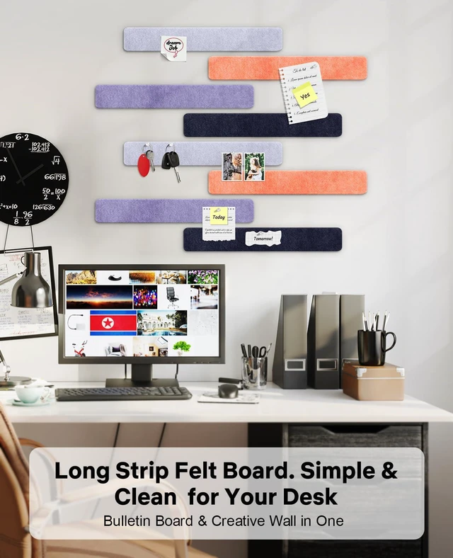 Alt view image 6 of 7 - Small Cork Bulletin Board Tiles, Felt Wall Decor and Office Desk Accessories for Vision, Message Center, Picture and Prayer Board, Dorm, Room, Home Office Essentials and Organization(Heather Grey)