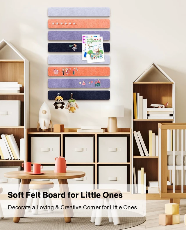 Alt view image 4 of 7 - Small Cork Bulletin Board Tiles, Felt Wall Decor and Office Desk Accessories for Vision, Message Center, Picture and Prayer Board, Dorm, Room, Home Office Essentials and Organization(Heather Grey)