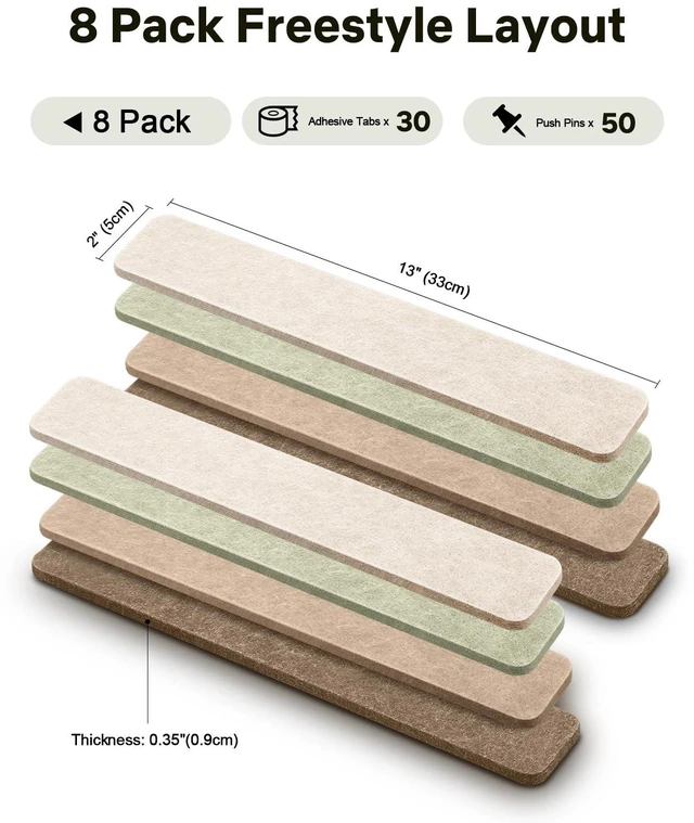 Alt view image 2 of 7 - Small Cork Bulletin Board Tiles, Felt Wall Decor and Office Desk Accessories for Vision, Message Center, Picture and Prayer Board, Dorm, Room, Home Office Essentials and Organization(Linen Dusk)