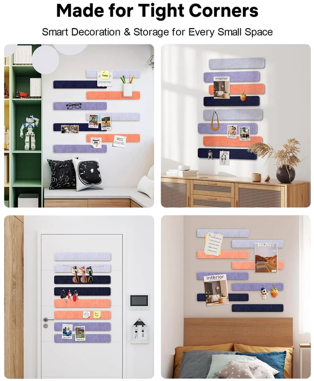 Alt view image 7 of 7 - Small Cork Bulletin Board Tiles, Felt Wall Decor and Office Desk Accessories for Vision, Message Center, Picture and Prayer Board, Dorm, Room, Home Office Essentials and Organization(Heather Grey)