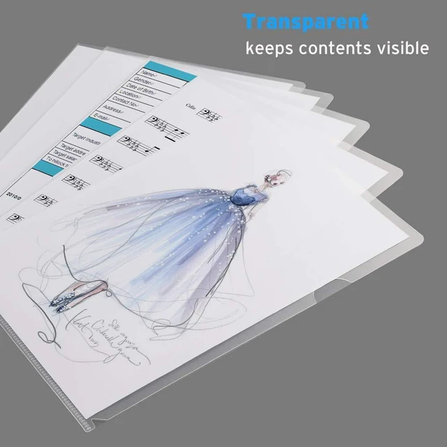 Alt view image 2 of 7 - 25 Pack Clear Document Folder Project Pockets, Plastic File Folders Letter Size, Clear Sleeves for Paper Protector 8.5 x 11, Presentation Folders Report Covers