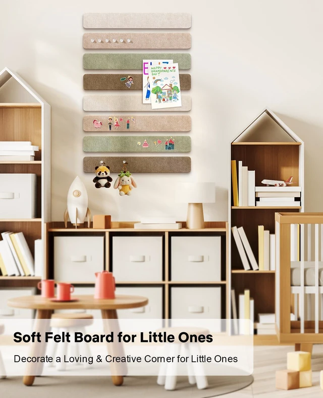 Alt view image 6 of 7 - Small Cork Bulletin Board Tiles, Felt Wall Decor and Office Desk Accessories for Vision, Message Center, Picture and Prayer Board, Dorm, Room, Home Office Essentials and Organization(Linen Dusk)