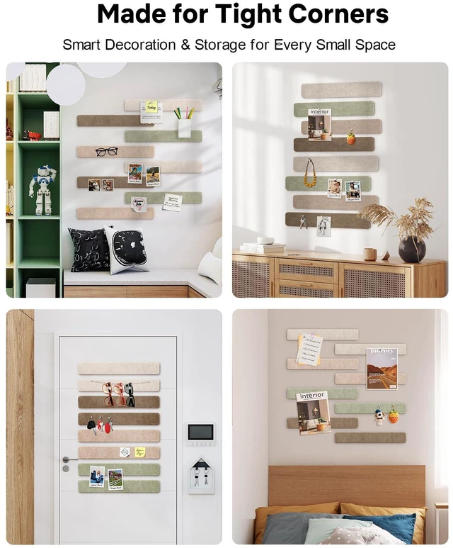 Alt view image 7 of 7 - Small Cork Bulletin Board Tiles, Felt Wall Decor and Office Desk Accessories for Vision, Message Center, Picture and Prayer Board, Dorm, Room, Home Office Essentials and Organization(Linen Dusk)