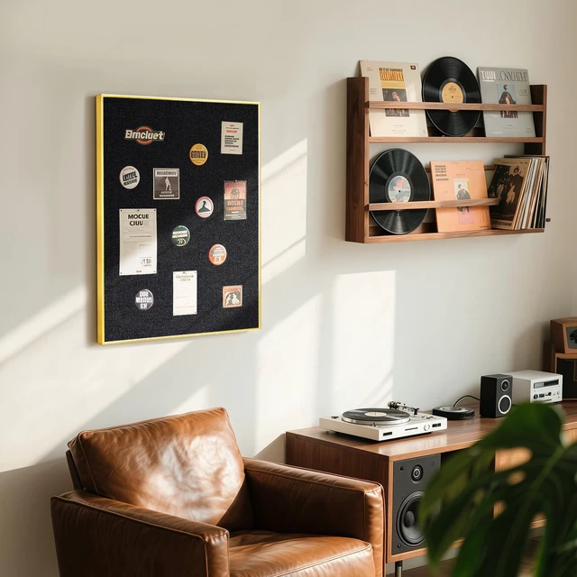 Alt view image 7 of 7 - Linen Bulletin Board, 24"x18" Decorative Fabric Pin Board Vision Board Gold Aluminum Frame, Upgraded Black Canvas Surface, Wall Mounted, for Home Office Bedroom Dorm Wall Decor