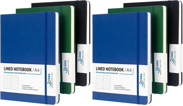 Main image of A4 Lined Journal Notebooks 6 Pack 8.5 x 11 Leather Hardcover Journals