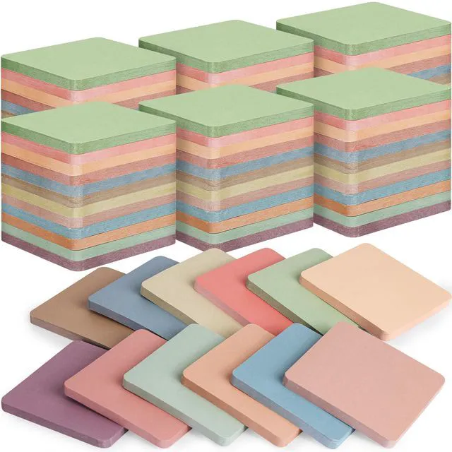 Main image of 60 Pack Vintage Sticky Notes 3x3 Inch 12 Retro Colors Memo Pads Bulk 56 Sheets Each, Round Corner Design, Self Adhesive Notes, Office Supplies, Back to School, Teacher, Student, Organization