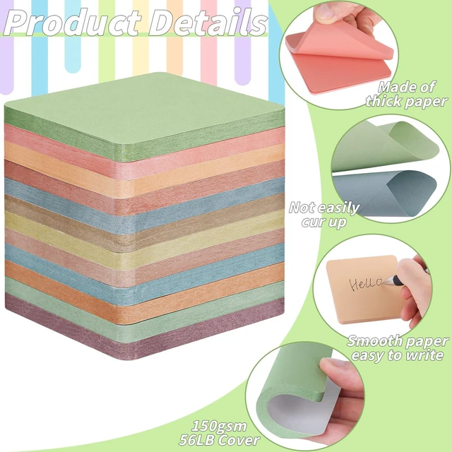 Alt view image 3 of 7 - 60 Pack Vintage Sticky Notes 3x3 Inch 12 Retro Colors Memo Pads Bulk 56 Sheets Each, Round Corner Design, Self Adhesive Notes, Office Supplies, Back to School, Teacher, Student, Organization