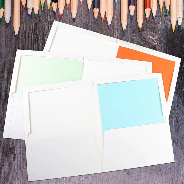 Alt view image 5 of 5 - 200 Pack Glossy 2 Pocket Folders Bulk, Letter Size,White Back to School Ready: Laminated Paper Holds up to 50 Sheets Each for Classroom Handouts, Presentations and Office Documents