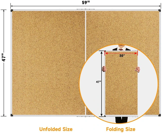 Alt view image 3 of 7 - XBoard Large Cork Bulletin Board 60 x 48 Inch Corkboard with Aluminum Frame, 5' x 4' Message Notice Board for School, Home & Office Wall Display and Organization
