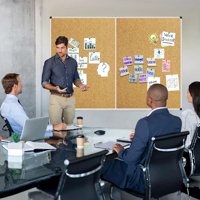 Alt view image 4 of 7 - XBoard Large Cork Bulletin Board 60 x 48 Inch Corkboard with Aluminum Frame, 5' x 4' Message Notice Board for School, Home & Office Wall Display and Organization