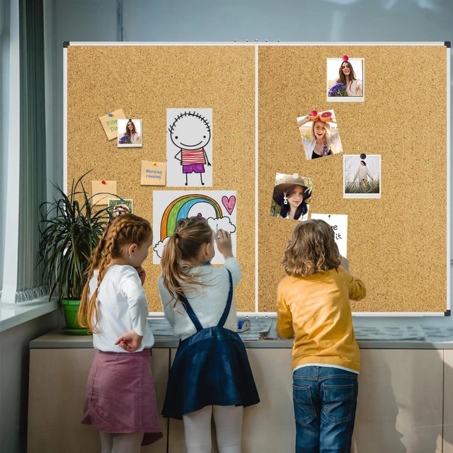 Alt view image 5 of 7 - XBoard Large Cork Bulletin Board 60 x 48 Inch Corkboard with Aluminum Frame, 5' x 4' Message Notice Board for School, Home & Office Wall Display and Organization