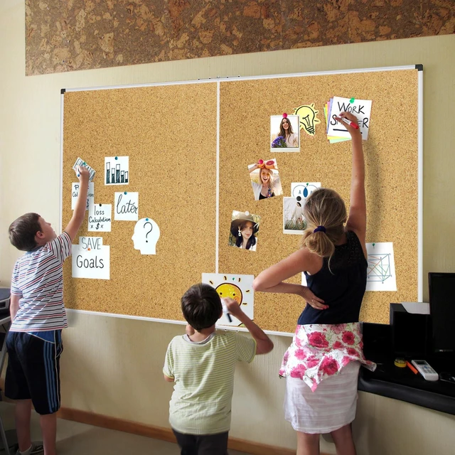 Alt view image 6 of 7 - XBoard Large Cork Bulletin Board 60 x 48 Inch Corkboard with Aluminum Frame, 5' x 4' Message Notice Board for School, Home & Office Wall Display and Organization