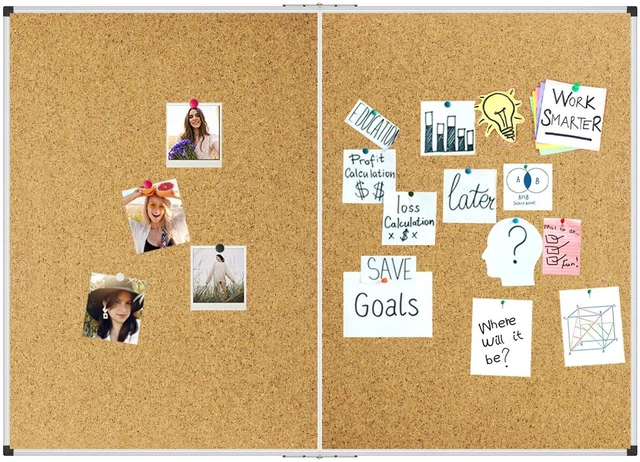 Alt view image 7 of 7 - XBoard Large Cork Bulletin Board 60 x 48 Inch Corkboard with Aluminum Frame, 5' x 4' Message Notice Board for School, Home & Office Wall Display and Organization