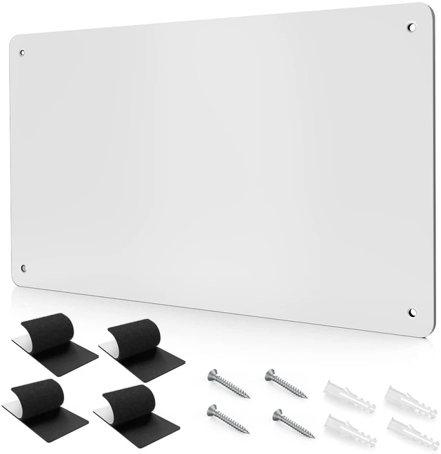 Main image of 17.7" x 11.8" White Metal Magnetic Board - Magnet Bulletin Board to Display Magnetic Letters Numbers Animal, Poetry, Spice Jars, Notes, Photos, Suitable for Wall, Refrigerator, Cubicle, Cabinet
