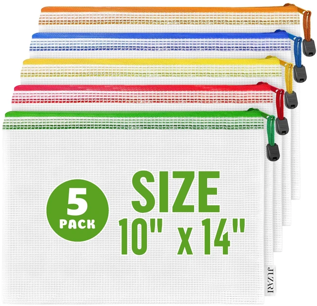 Main image of 5 Pack Mesh Zipper Pouch Bags 10x14 inch - Plastic Zipper Pouches for Organizing - Document Bags with Zippered - Letter Size Zippered Pouch - Document Pouches Clear Zip Bags - Mesh Storage Bags