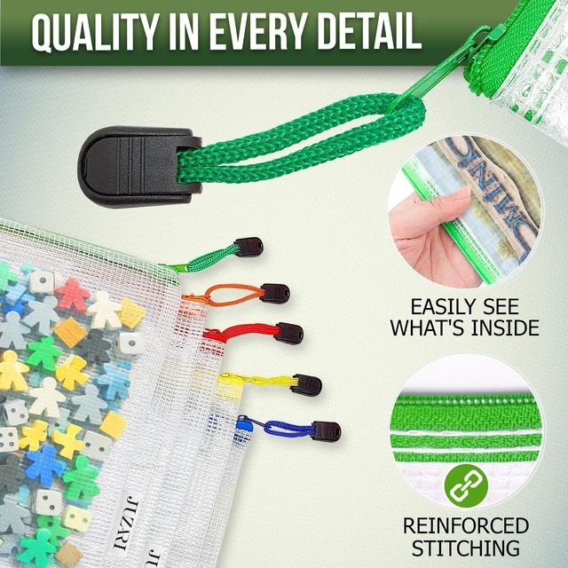 Alt view image 2 of 7 - 5 Pack Mesh Zipper Pouch Bags 10x14 inch - Plastic Zipper Pouches for Organizing - Document Bags with Zippered - Letter Size Zippered Pouch - Document Pouches Clear Zip Bags - Mesh Storage Bags