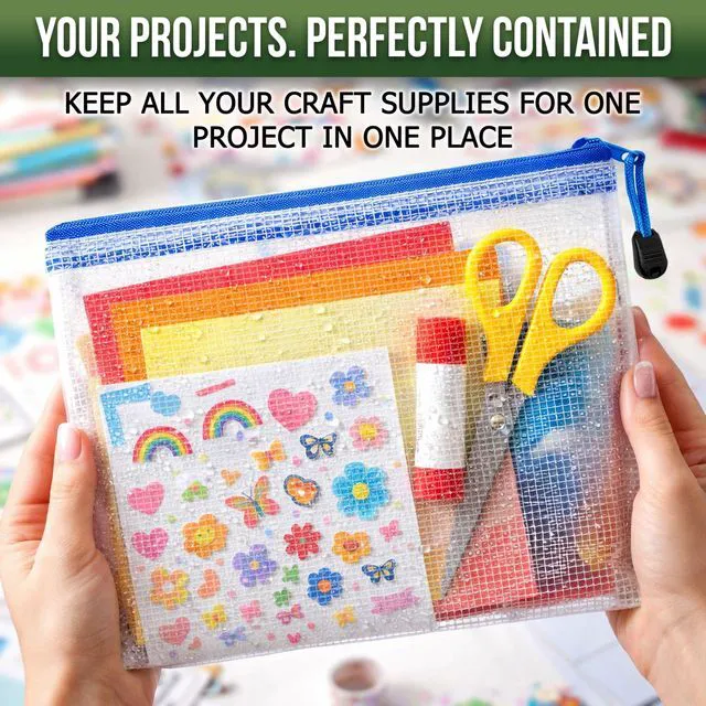 Alt view image 4 of 7 - 5 Pack Mesh Zipper Pouch Bags 10x14 inch - Plastic Zipper Pouches for Organizing - Document Bags with Zippered - Letter Size Zippered Pouch - Document Pouches Clear Zip Bags - Mesh Storage Bags