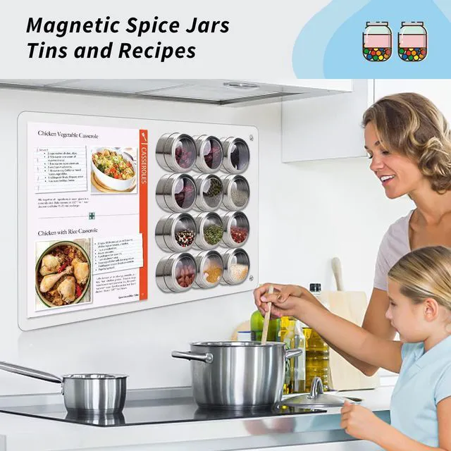Alt view image 4 of 6 - 17.7" x 11.8" 2 Pack White Metal Magnetic Board - Magnet Bulletin Board to Display Magnetic Letters Numbers Animal, Poetry, Spice Jars, Notes, Photos, Suitable for Wall, Refrigerator, Cubicle