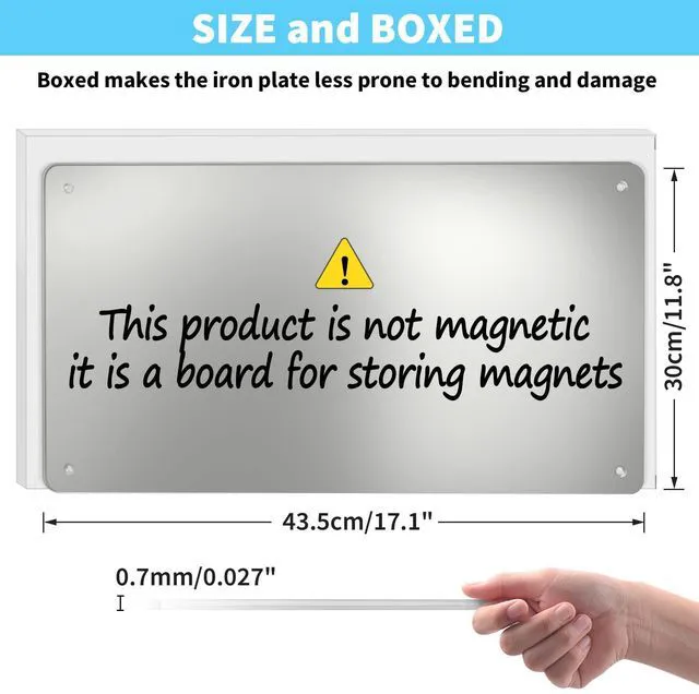 Alt view image 2 of 6 - 17.7" x 11.8" Stainless Steel Magnetic Board - Magnet Bulletin Board to Display Magnetic Letters Numbers Animal, Poetry, Spice Jars, Notes, Photos, Suitable for Wall, Refrigerator, Cubicle, Cabinet